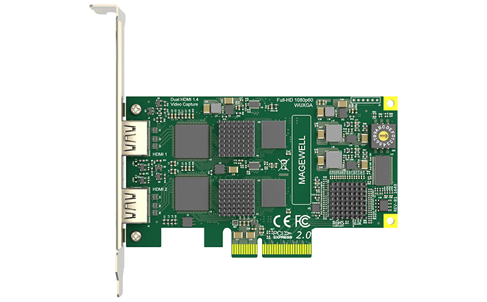Dual HDMI 1.4 Video Capture Full-HD 1080p60 WUXGA  
MAGEWELL  
PCI 2.0  
ROHS  
CEFC  
1649