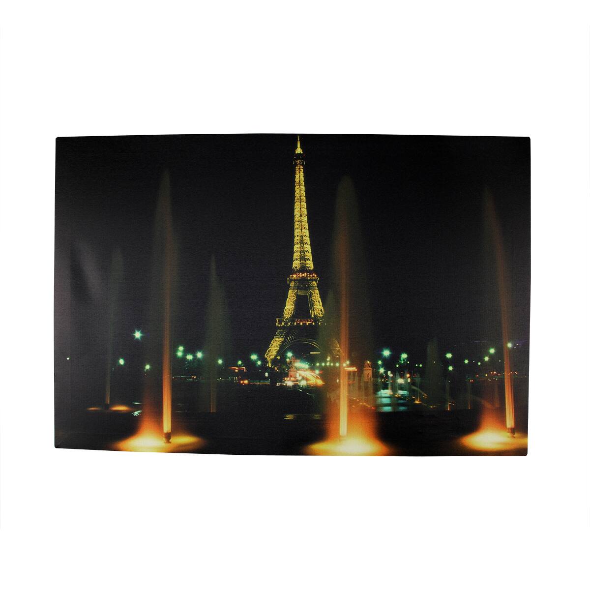 Front. Northlight - LED Lighted Eiffel Tower with Fountains Canvas Wall Art 15.75" x 23.5" - Black.