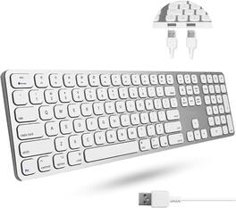 Macally - Premium Wired Mac Keyboard with 2 Port Hub - Full Size with Numeric Keypad - Aluminum - Silver