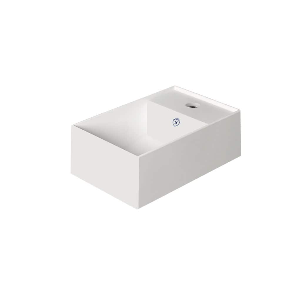Whitehaus - Britannia Rectangular Wall Mount Basin with Right Single Hole Drill - White