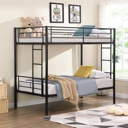 GOODSILO - Sturdy Metal Bunk Bed with Safe Stairs and Space-Saving Design for Modern Bedrooms - Black