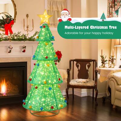 Costway Pop Up Christmas Tree Pull Up Artificial Collapsible