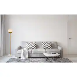 Living District - Eclipse 1 Light Brass Floor Lamp With Frosted White Glass - Brass And Frosted White