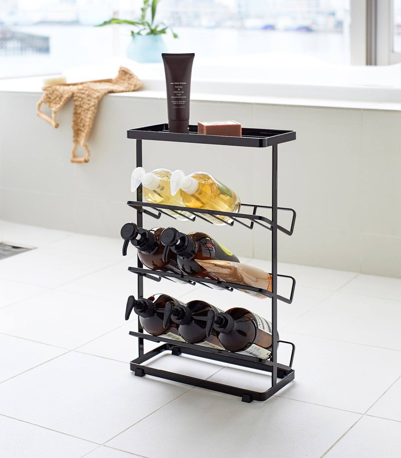 Alt View 4. Yamazaki Home - Four-Tier Shower Caddy (17" H)  - Steel - Black.