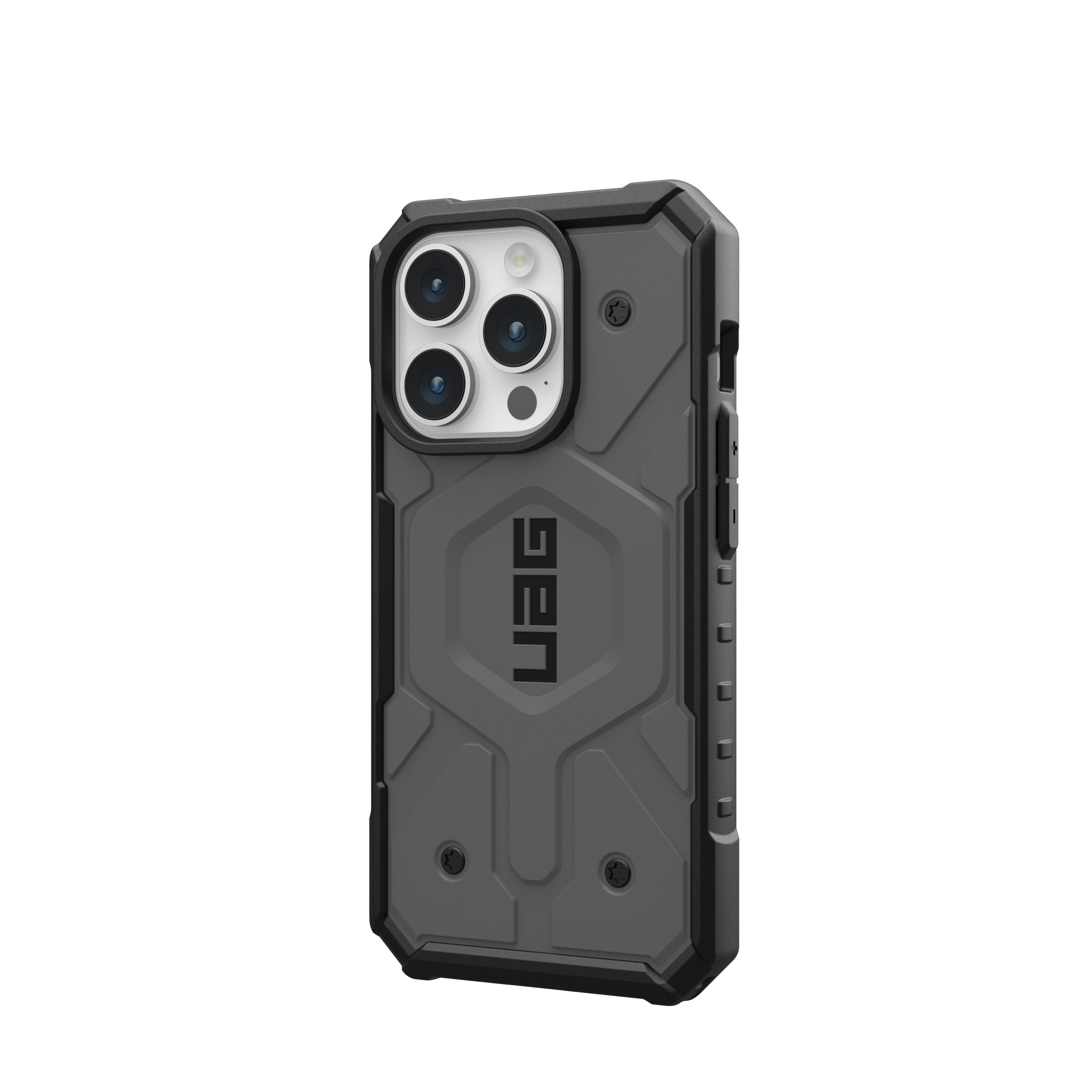 Angle. UAG - Pathfinder Series Case with Magsafe for Apple iPhone 15 Pro - Silver.