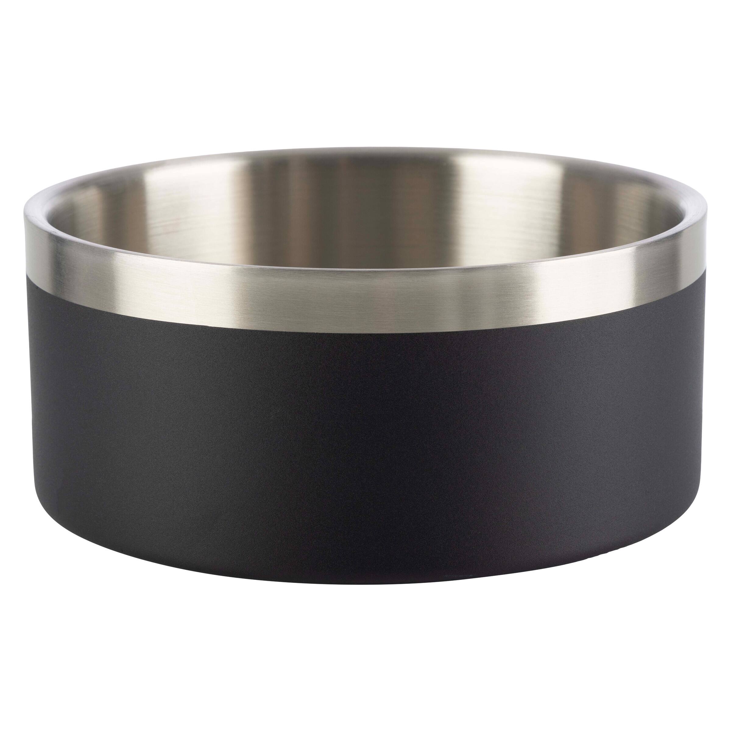 PetMaker - Set of Two 64oz Double Wall Insulated Stainless Steel Dog Bowls - Silver/Black