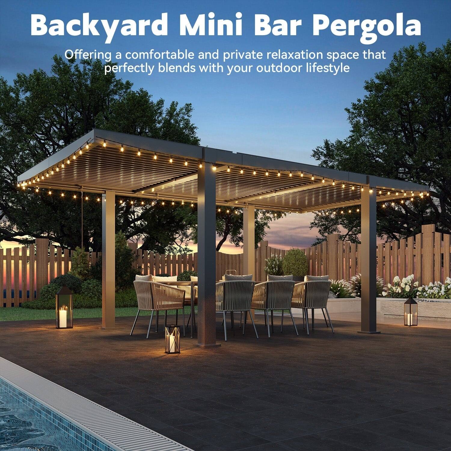 Backyard Mini Bar Pergola

Offering a comfortable and private relaxation space that perfectly blends with your outdoor lifestyle