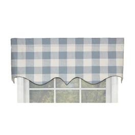 RLF Home - Grande Check Regal Style 3" Rod Pocket Valance 50" x 17" - Blue