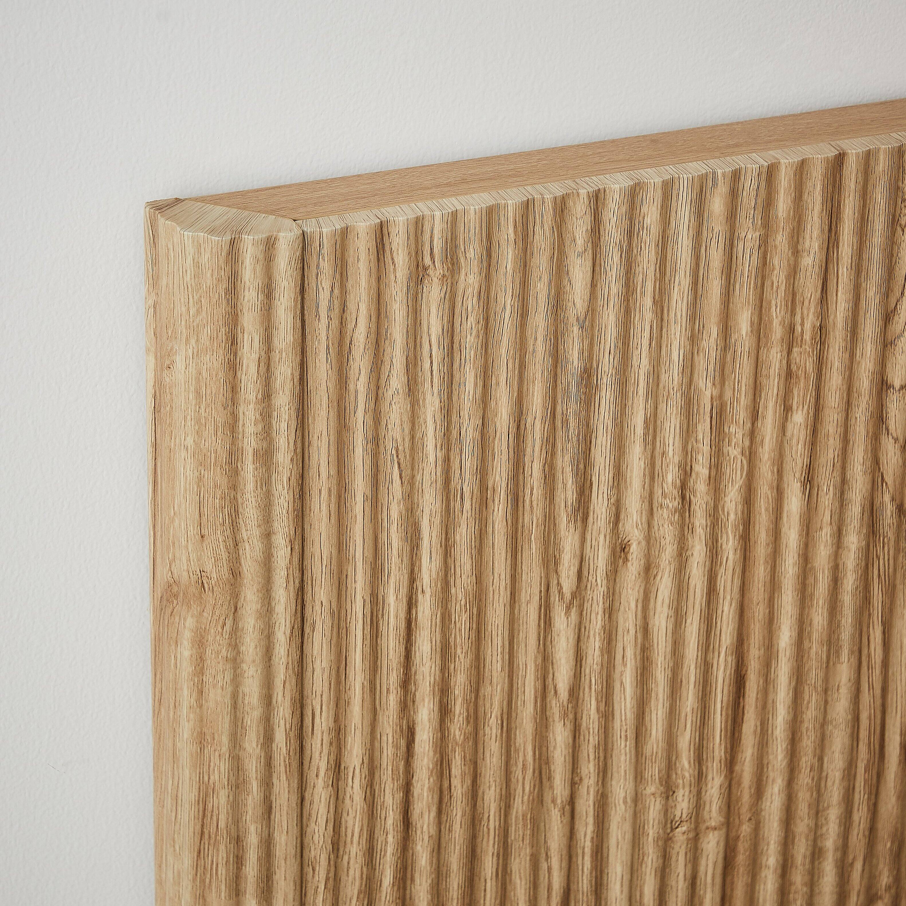 Alt View 5. Boyel Living - Queen Size Lift-Up Storage Bed Frame with Hydraulic Lift, Wooden Corrugated Panels, No Box Spring Needed, Oak - Brown.