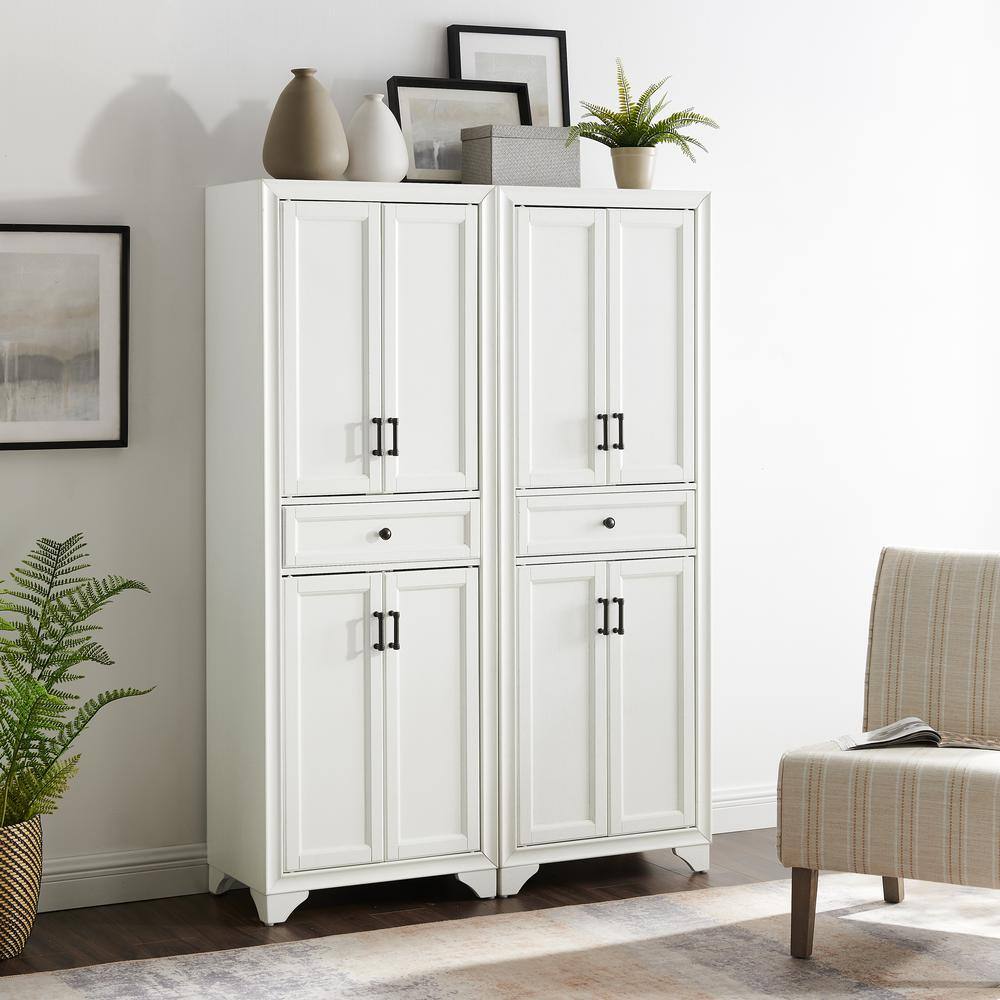Alt View 1. Crosley Furniture - Tara 2-Piece Kitchen Storage Pantry Set - 2 Pantries - Distressed White.