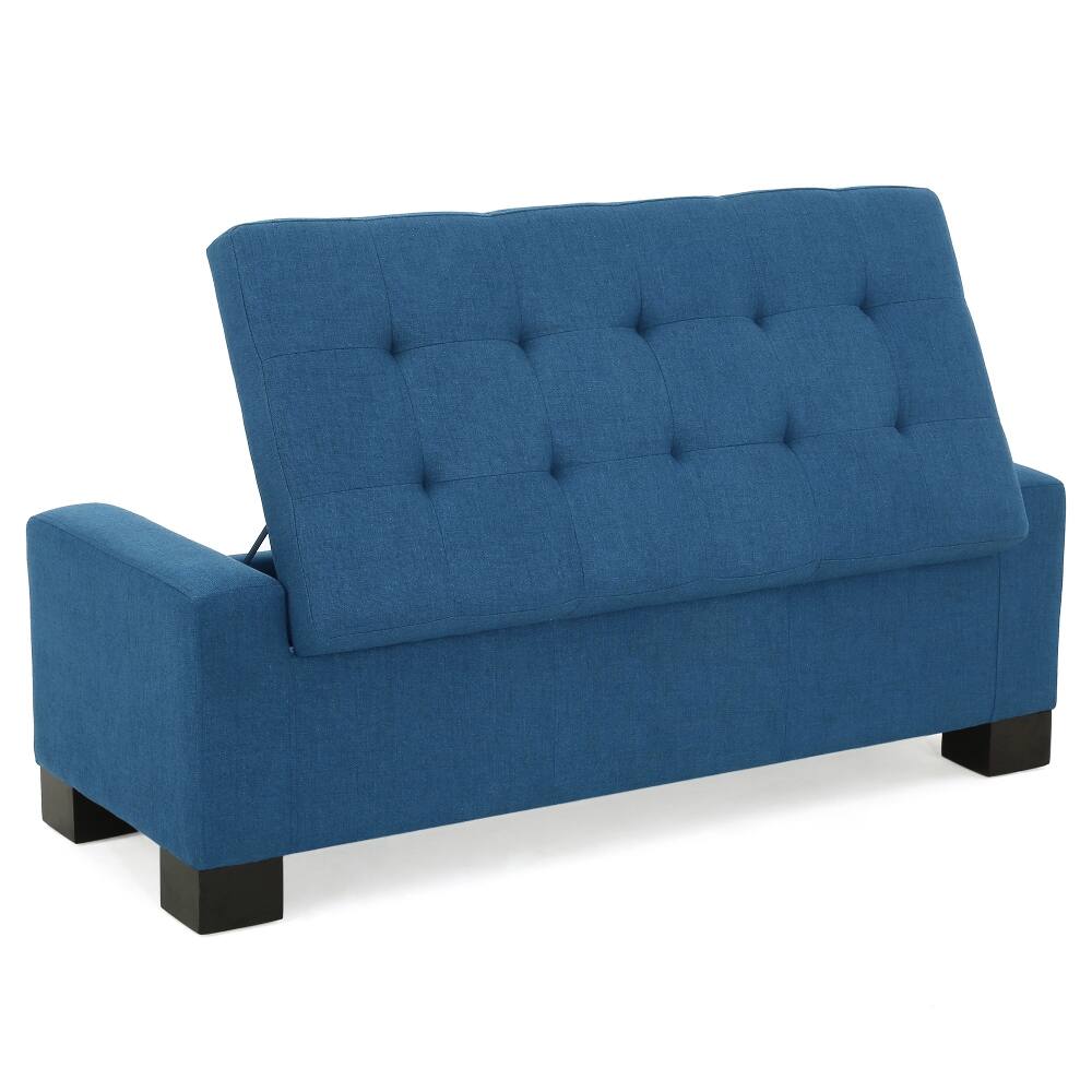 Alt View 7. Ropilly - Ropilly 50 Inch Navy Blue Tufted Storage Ottoman Bench Lift Top Upholstered Footrest with Solid Wood Legs - Navy Blue.