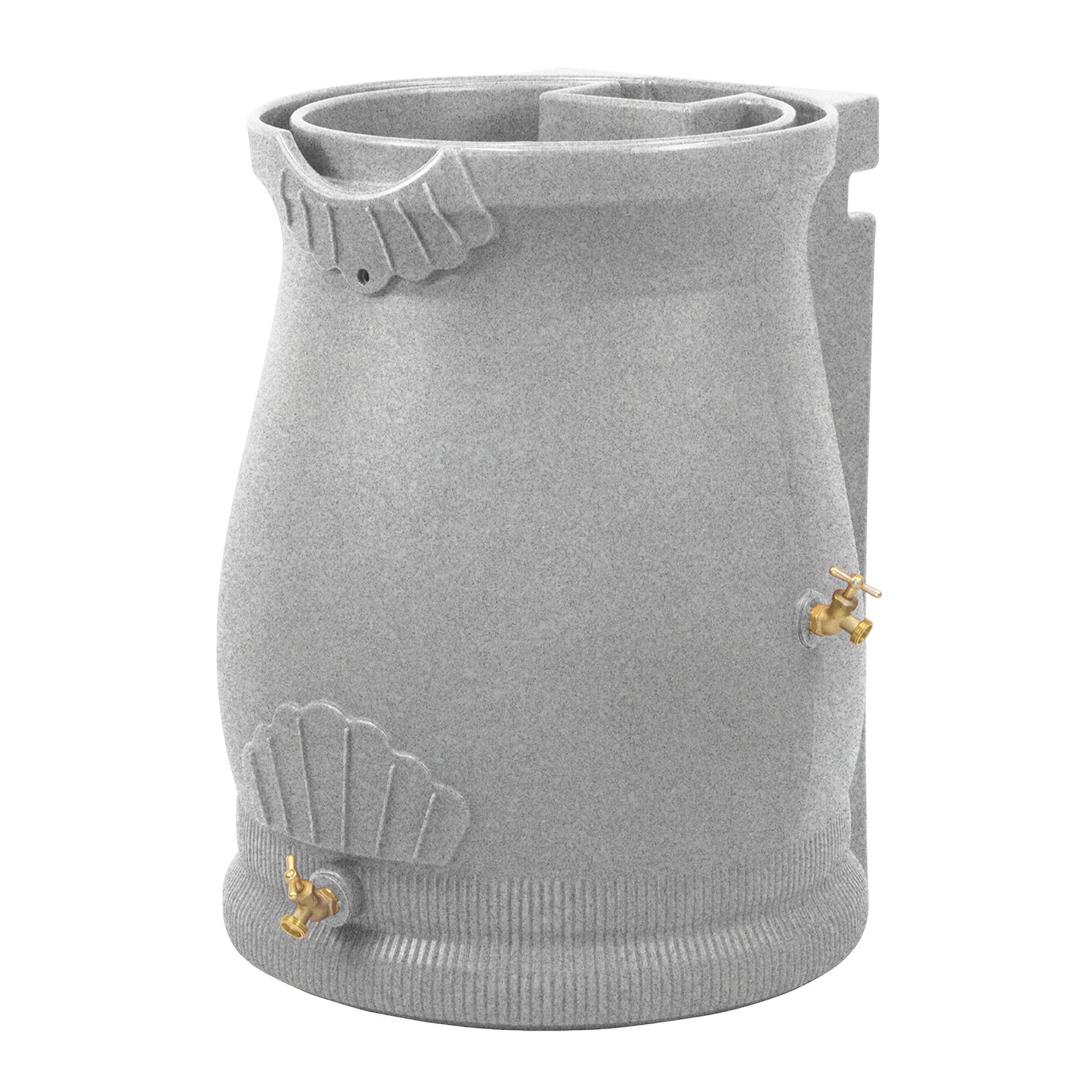 Front. Good Ideas - Good Ideas RWURN50-LIG 50 Gallon Rain Saver Wizard Barrel Urn, Light Granite - Granite.