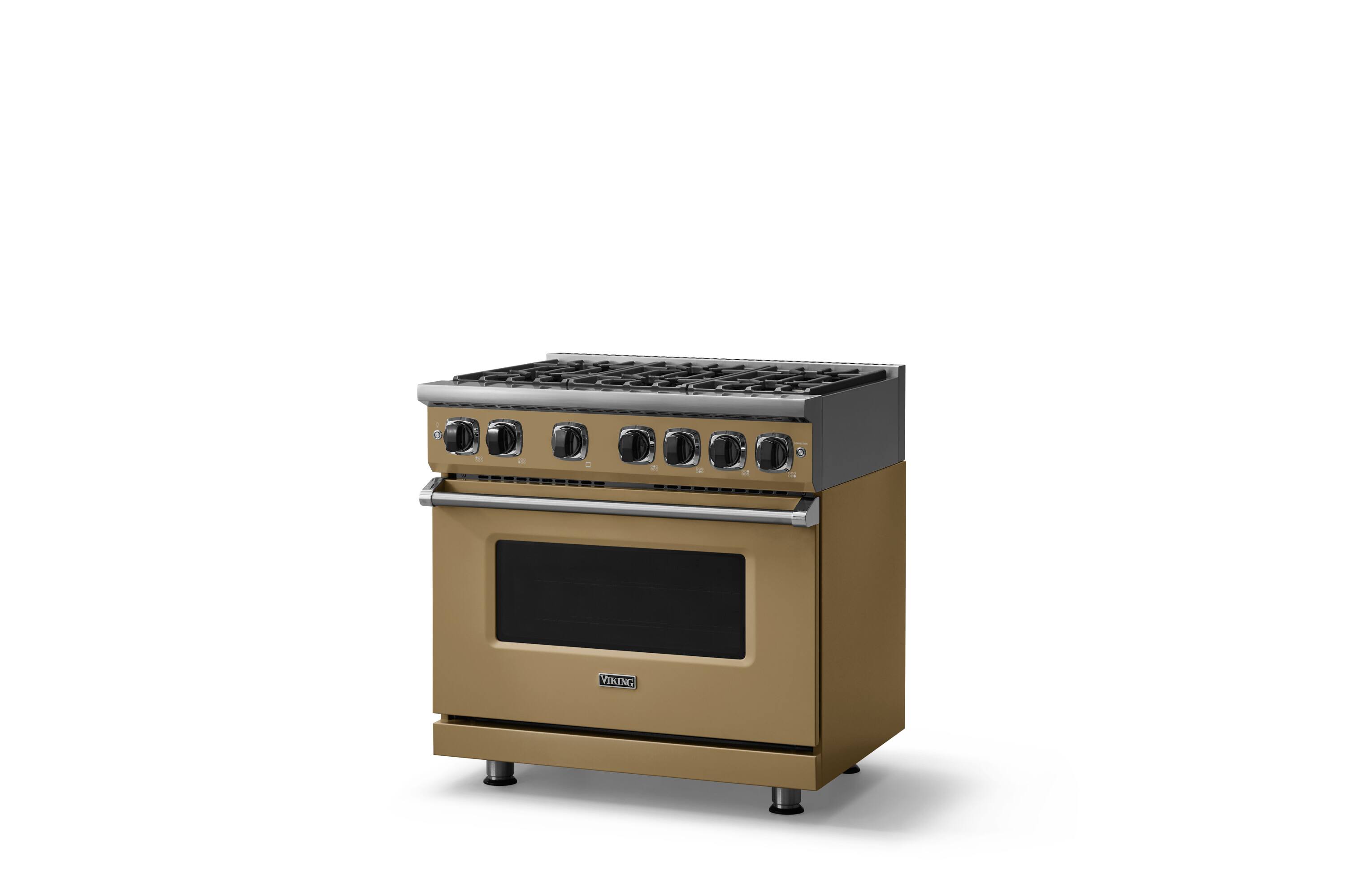 Angle. Viking - Pro 7 Series 5.6 Cu. Ft. Freestanding Sealed 4 Burner Gas Convection Range - Golden Hour - Golden Hour.
