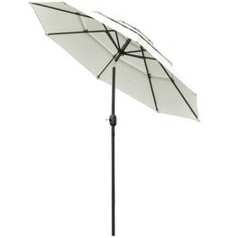 Outsunny - 3 Tiers Patio Umbrella Outdoor Market Umbrella with Crank, Push Button Tilt for Deck - Beige