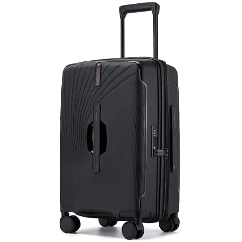 Vulpecula Spade - 20 Inch Expandable Carry on Luggage, Hardside Lightweight Spinner Suitcase TSA Lock, 22x14x9 Airline Approved Hard Shell - Black