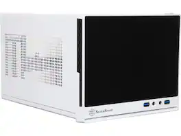 SilverStone - SG13WB-Q Black/White Plastic Front Panel, Steel Body Mini-ITX Case - Black / White