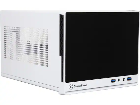 Front. SilverStone - SilverStone SG13WB-Q Black/White Plastic Front Panel, Steel Body Mini-ITX Case - Black / White.
