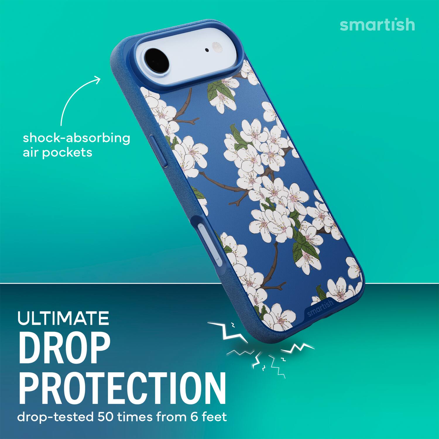 smartish shock-absorbing air pockets ULTIMATE DROP PROTECTION drop-tested 50 times from 6 feet smartish
