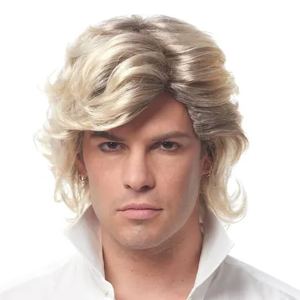 Front. Costume Culture by Franco - 80's Icon Men's Costume Wig - Blonde - Yellow.