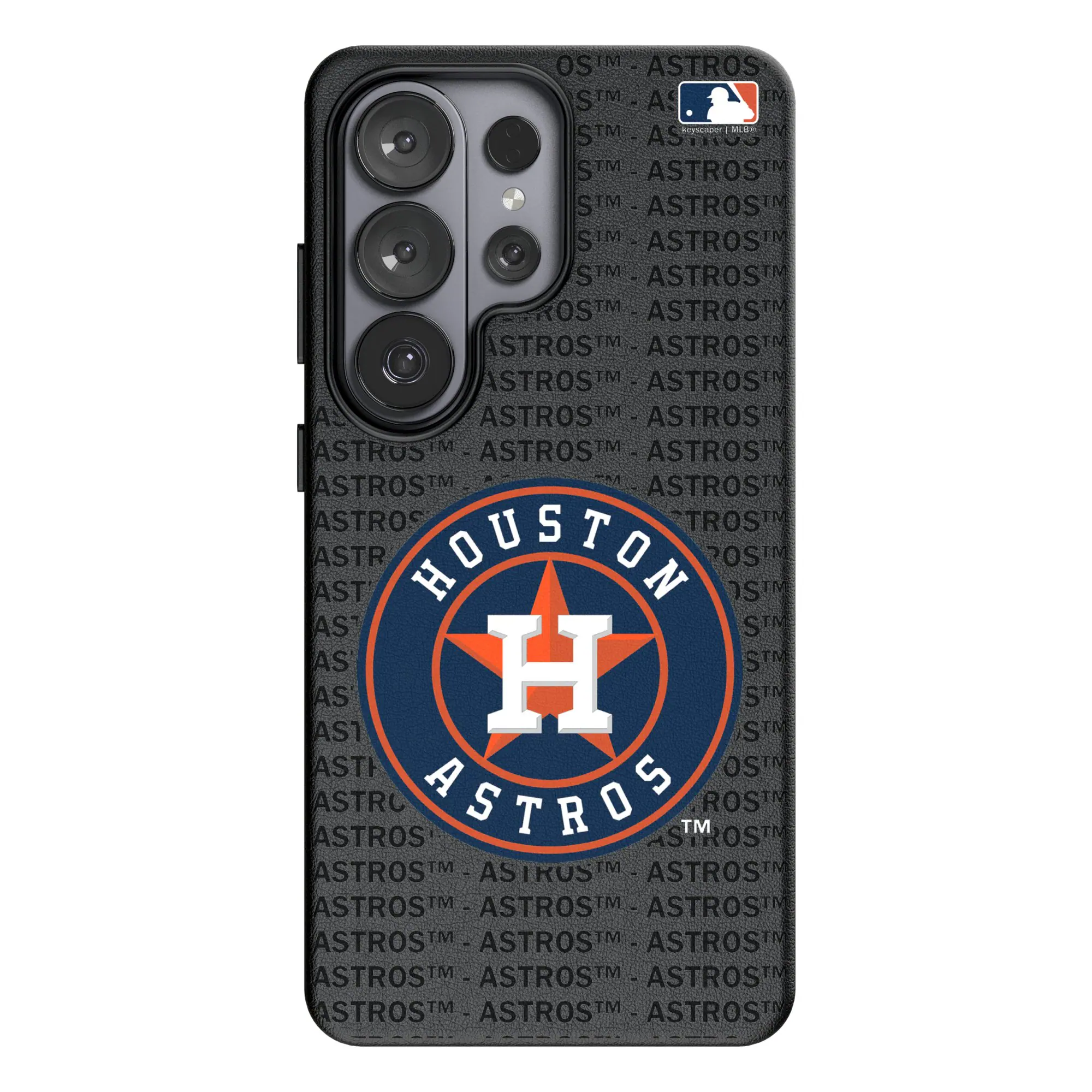 Keyscaper - MLB - Houston Astros Text Backdrop Galaxy Magnetic Bump Case - S25 Ultra - Black
