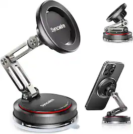 Syncwire - 3-Axis Magnetic Car Mount for MagSafe, Nano Adhesive Gel and Suction Cup Phone Holder for Dash and Windshield - Black