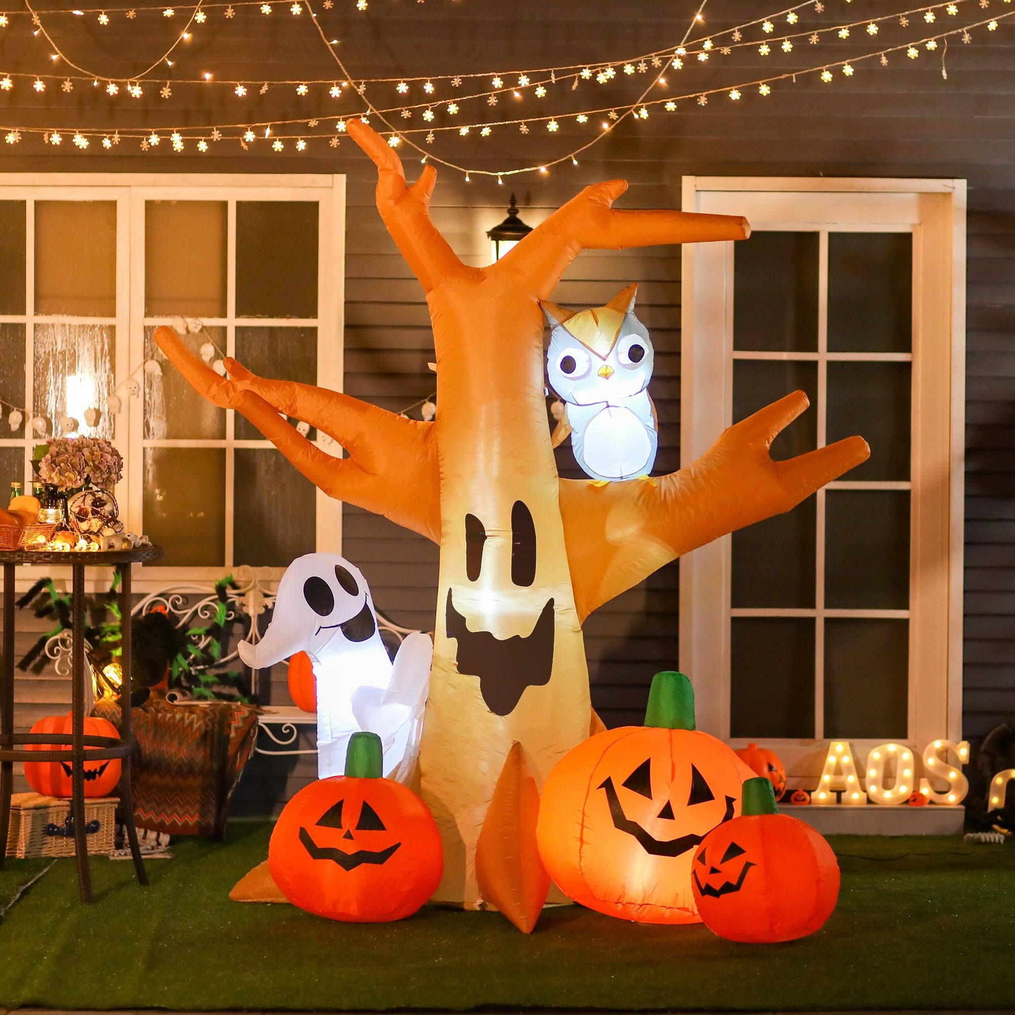 Alt View 1. Boyel Living - 7.5ft Lighted Halloween Inflatable Haunted Tree with Owl Ghost and Pumpkins Waterproof Yard Decoration - Multicolor.
