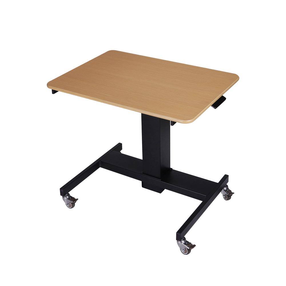 Back. Rocelco - 28" Height Adjustable Mobile School Standing Desk - Brown.