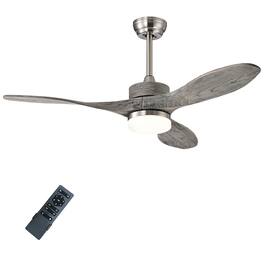 Costway - 48 Inch Reversible Ceiling Fan w/ LED Light, Remote Control, 6 Speeds & 8H Timer - Nickel