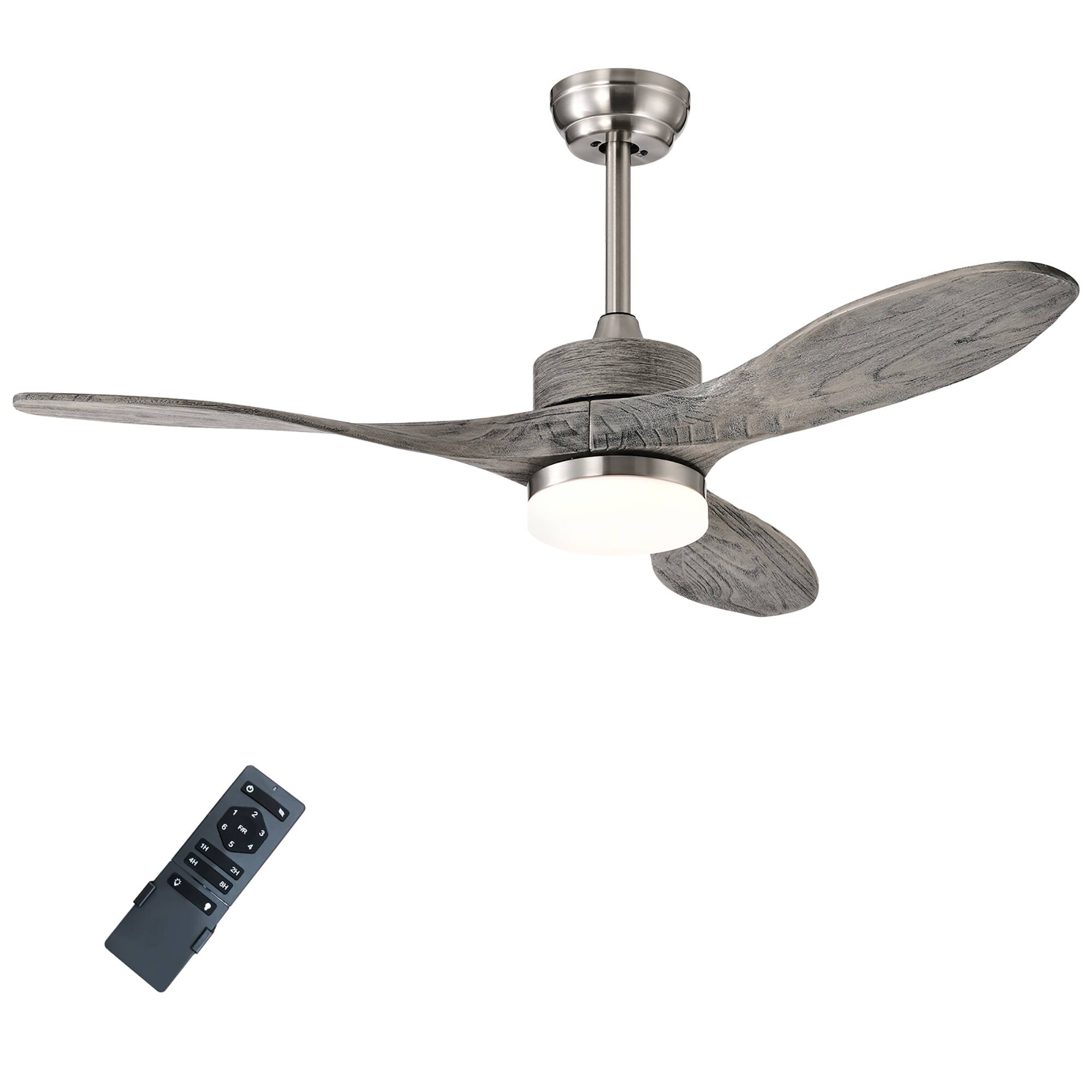 Front. Costway - Costway 48 Inch Reversible Ceiling Fan w/ LED Light, Remote Control, 6 Speeds & 8H Timer - Nickel.