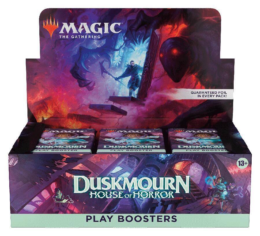 MAGIC THE GATHERING GUARANTEED FOIL IN EVERY PACK!  
DUSKMOURN HOUSE OF HORROR  
13+ PLAY BOOSTERS
