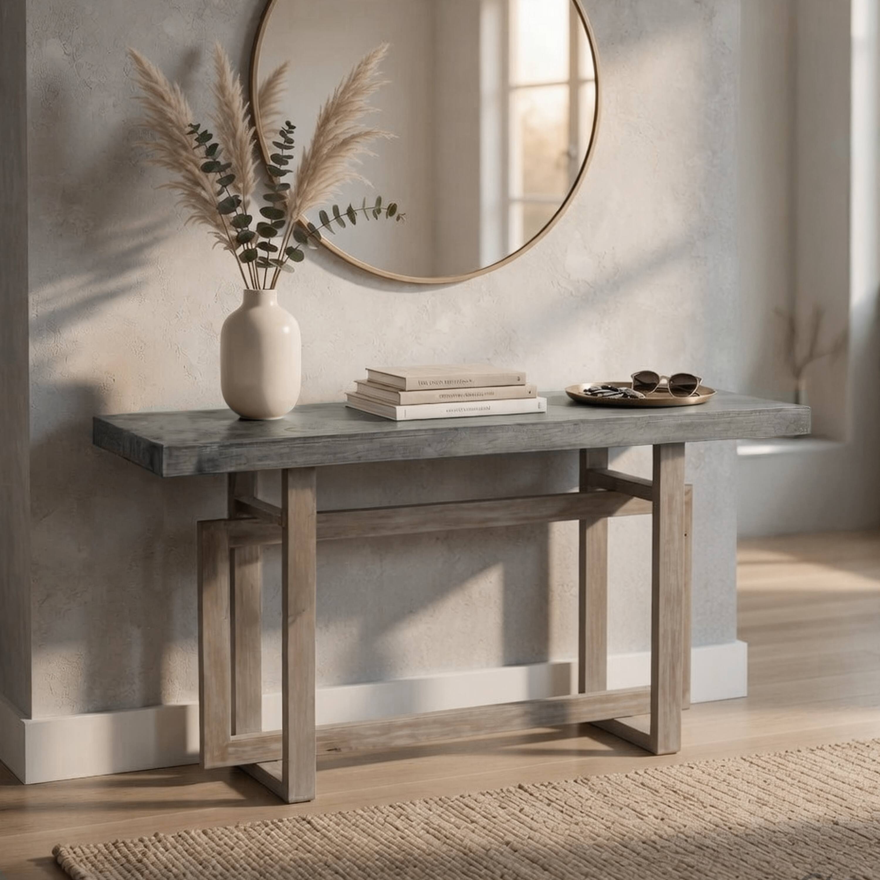 Alt View 9. Manhattan Lane - 59 Inch Artisan Sideboard Console Table with Geometric Interlocked Base - Gray.