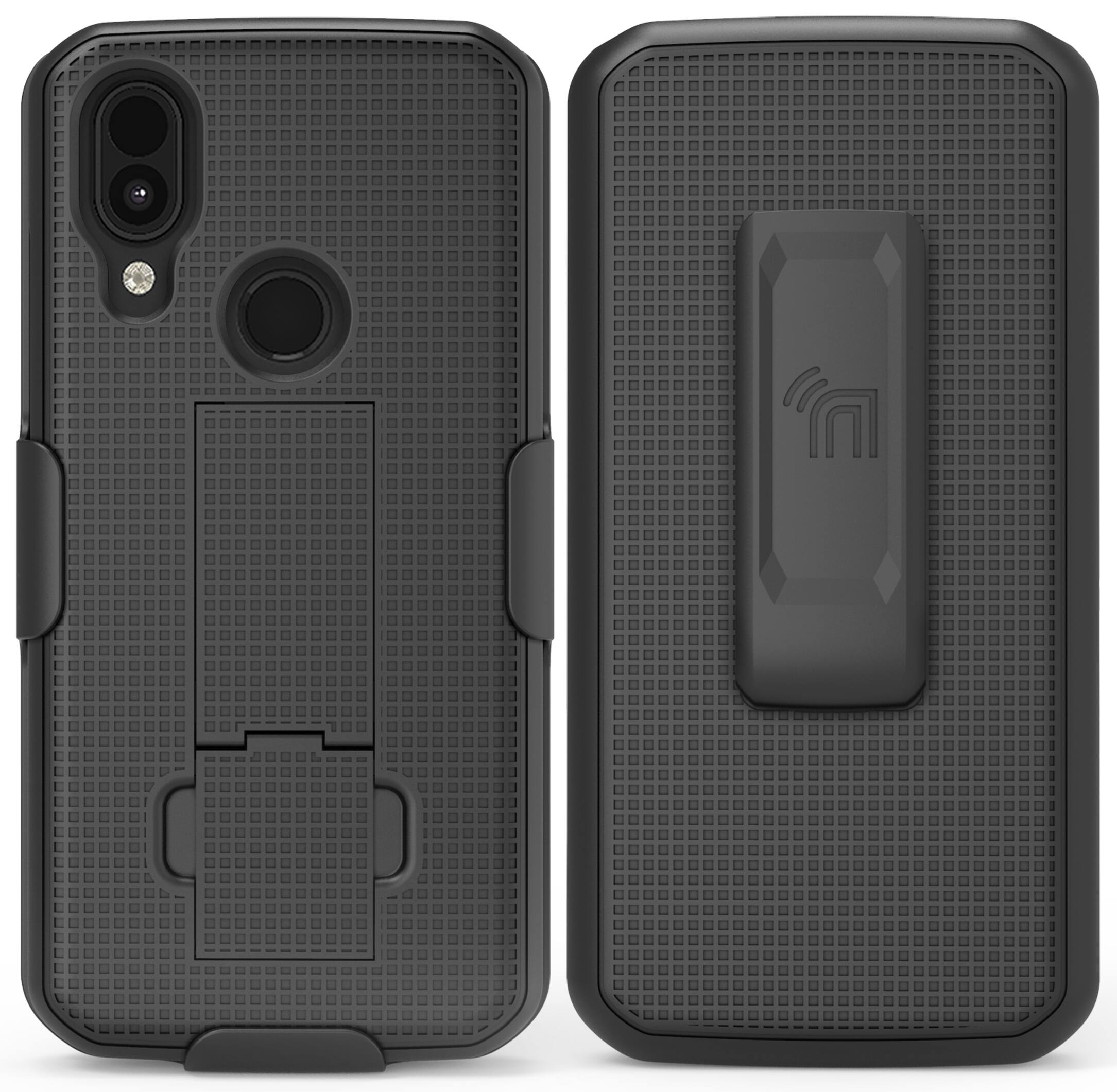 Alt View 3. Nakedcellphone - Case with Stand and Belt Clip Holster for CAT S62 Pro - Black.