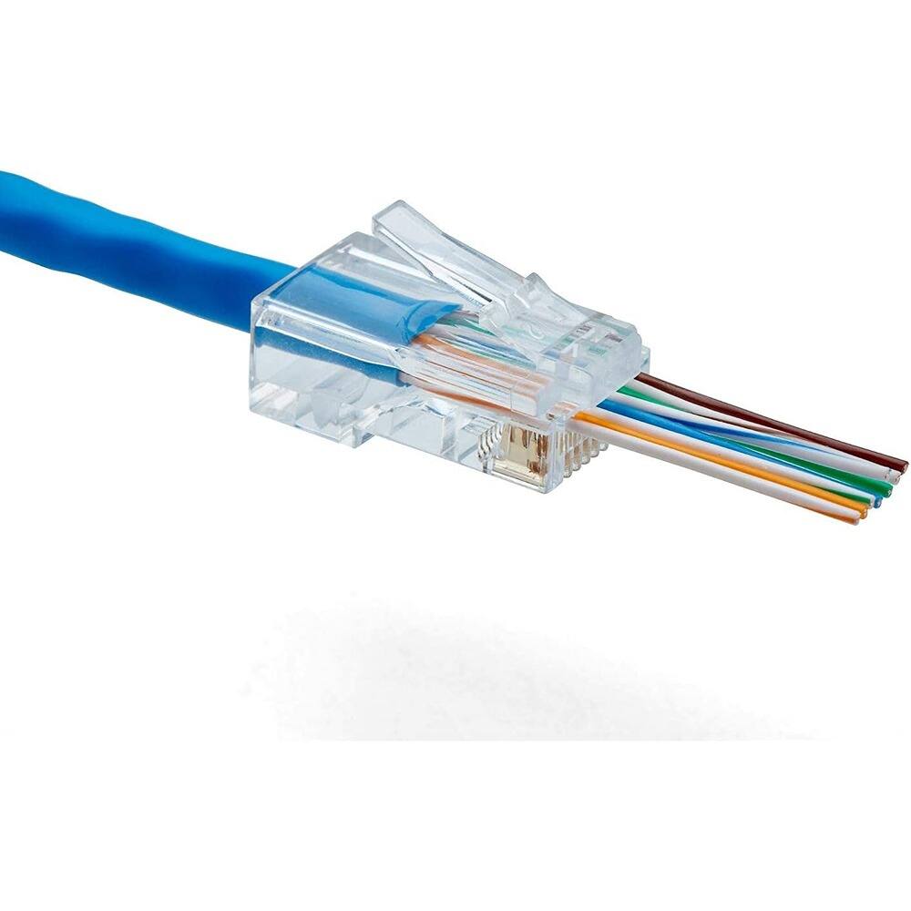 Front. ACJPR - Cat6/6A RJ45 Pass Through Connectors, Gold-Plated UTP, 20-Pack.