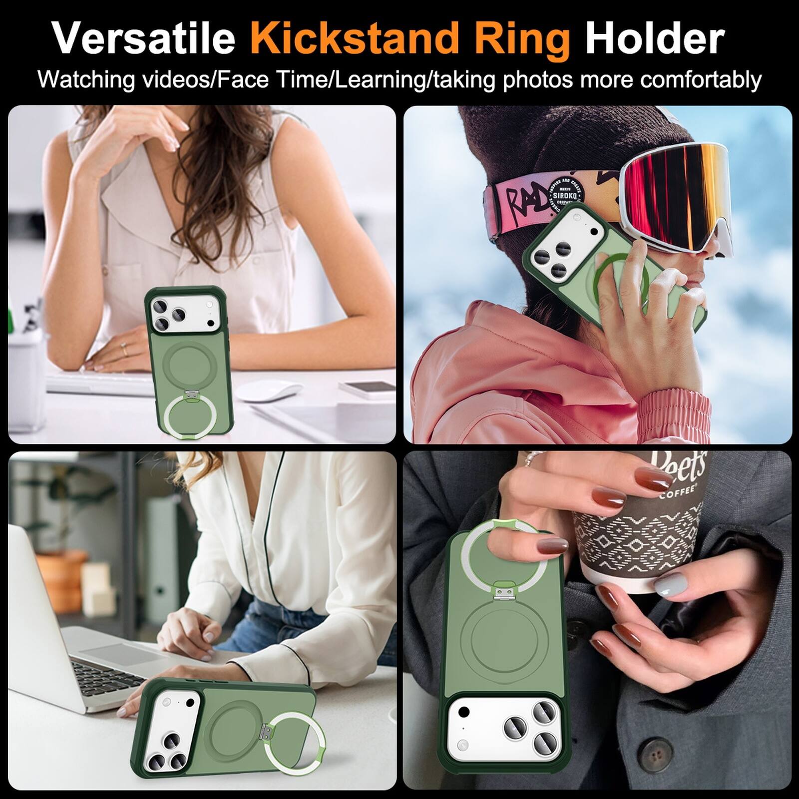 Versatile Kickstand Ring Holder  
Watching videos/Face Time/Learning/taking photos more comfortably  

NEF - IN IOKO A - RAD  
Doets COFFEE