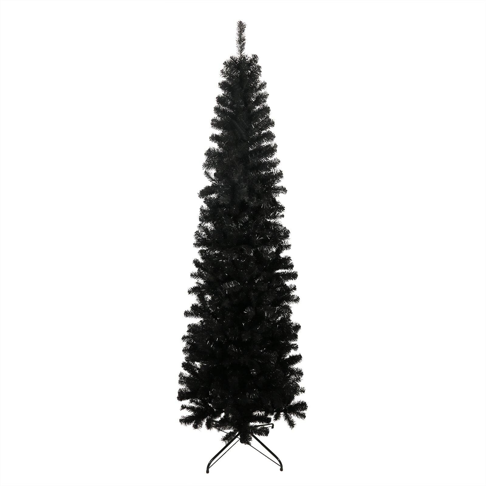 Alt View 7. BreeBe - 7.5FT Black Slim Artificial Christmas Tree  Includes Foldable Metal Stand - Black.