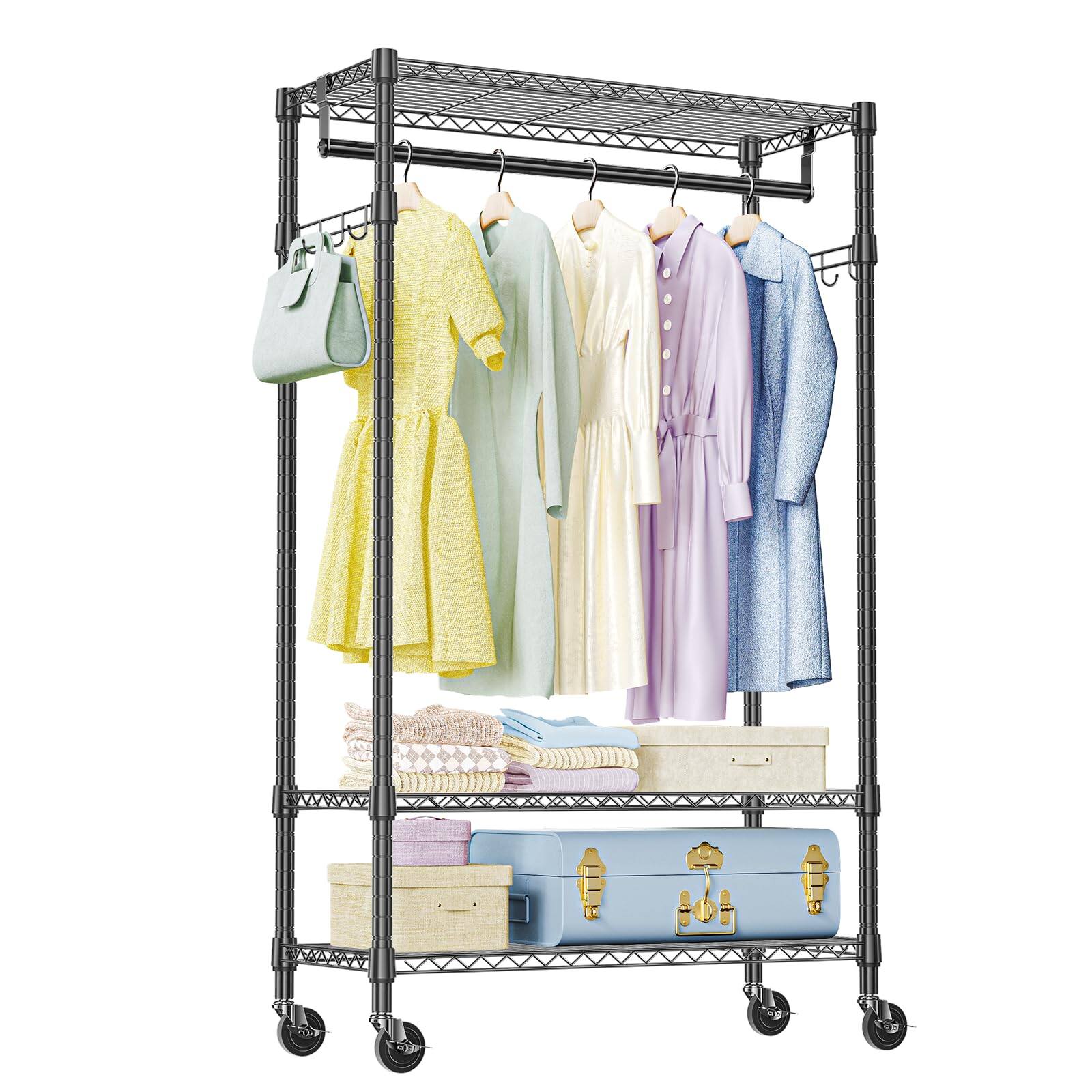 Refined Abode Design 3 tier Heavy Duty Rolling Garment Rack Chrome ...