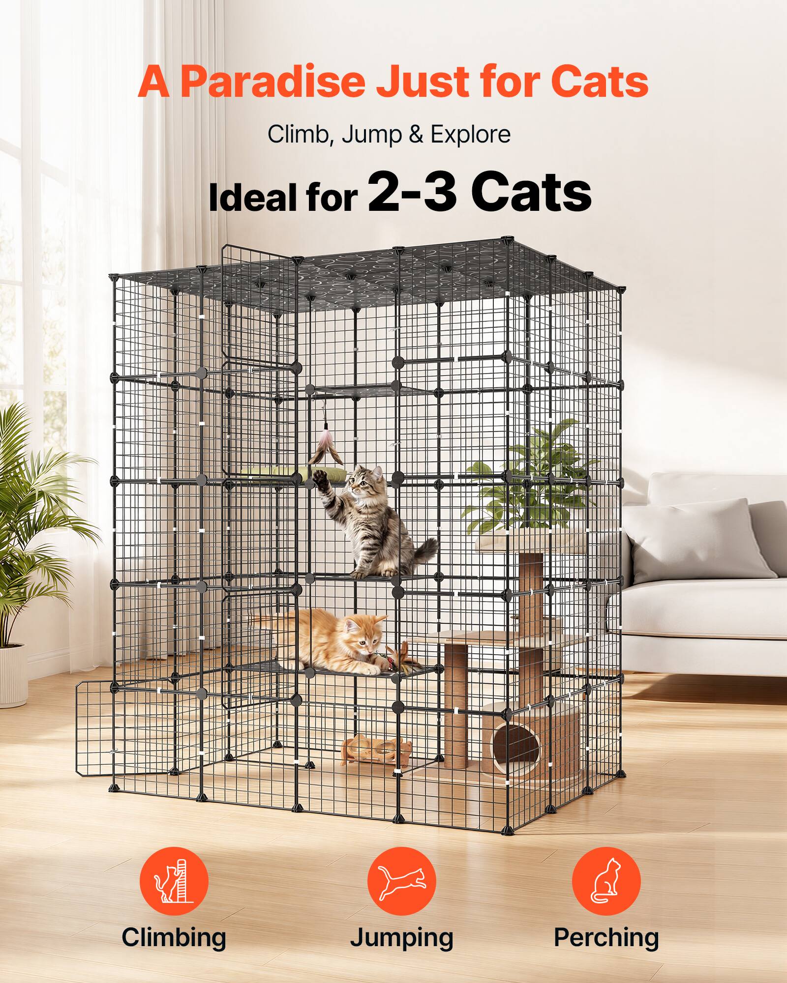 A Paradise Just for Cats  
Climb, Jump & Explore  
Ideal for 2-3 Cats  

Climbing  
Jumping  
Perching