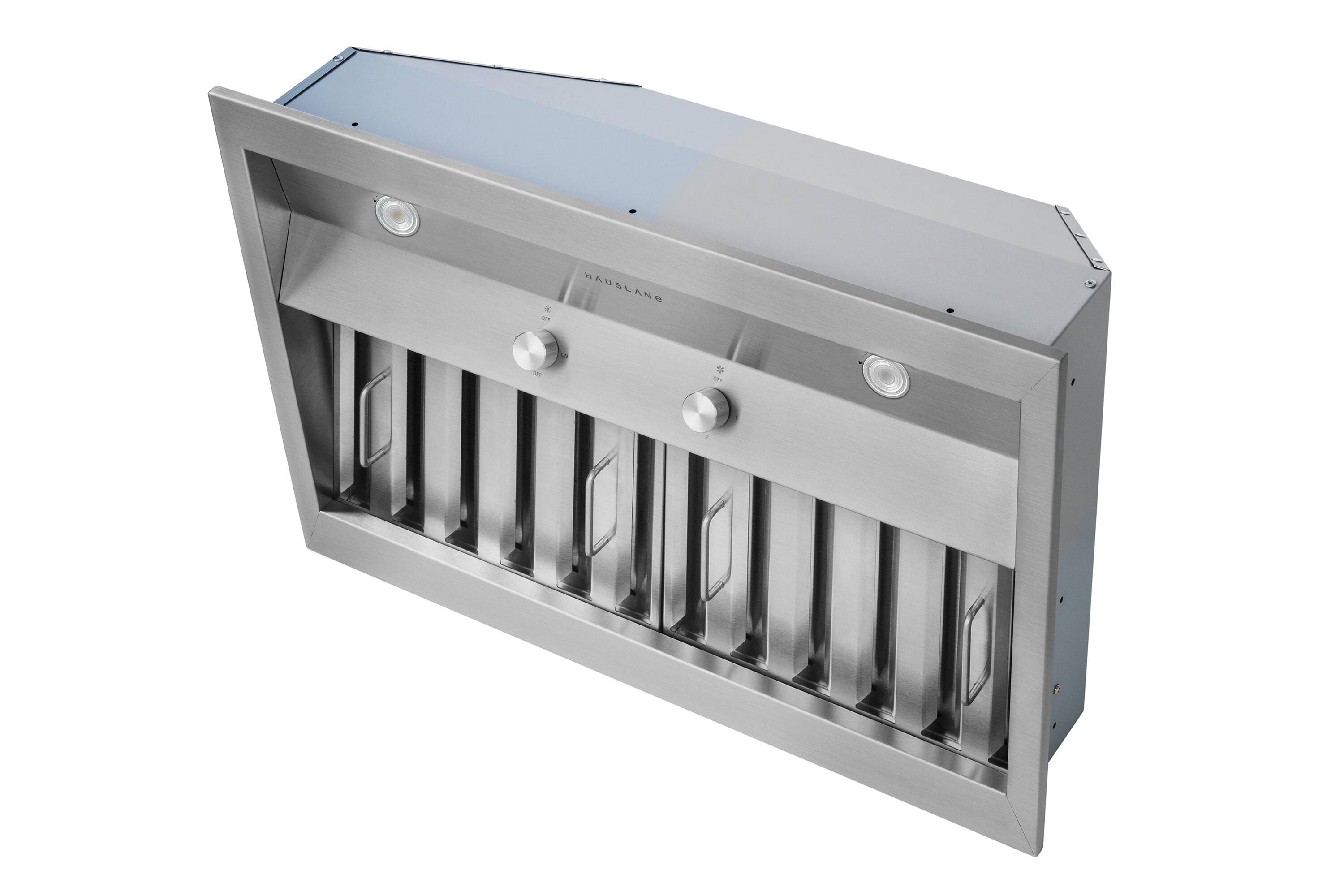 Alt View 4. Hauslane - Hauslane Pro-Style 30" IN-R200 Built-In Convertible Range Hood, 18.5” Deep - Silver.