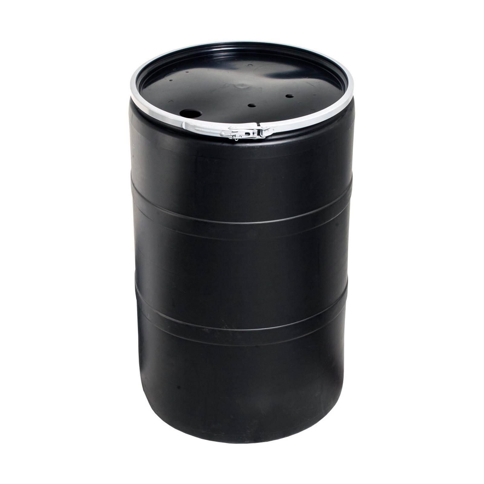 Front. Hydrofarm - Active Aqua DRM58T 55 Gallon Drum Hydroponic Reservoir w/ Pre-Drilled Cover Lid - Black.