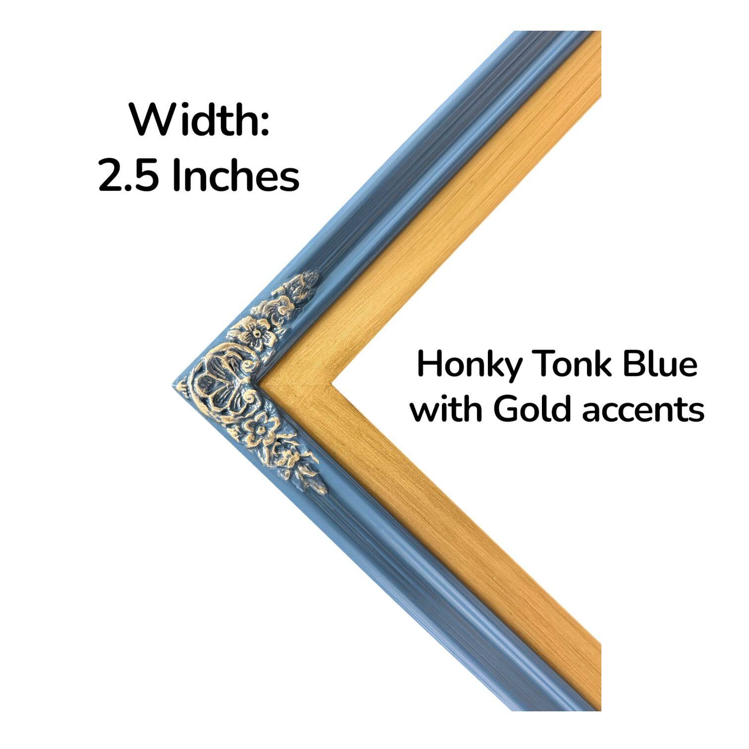 Width: 2.5 Inches  
Honky Tonk Blue with Gold accents