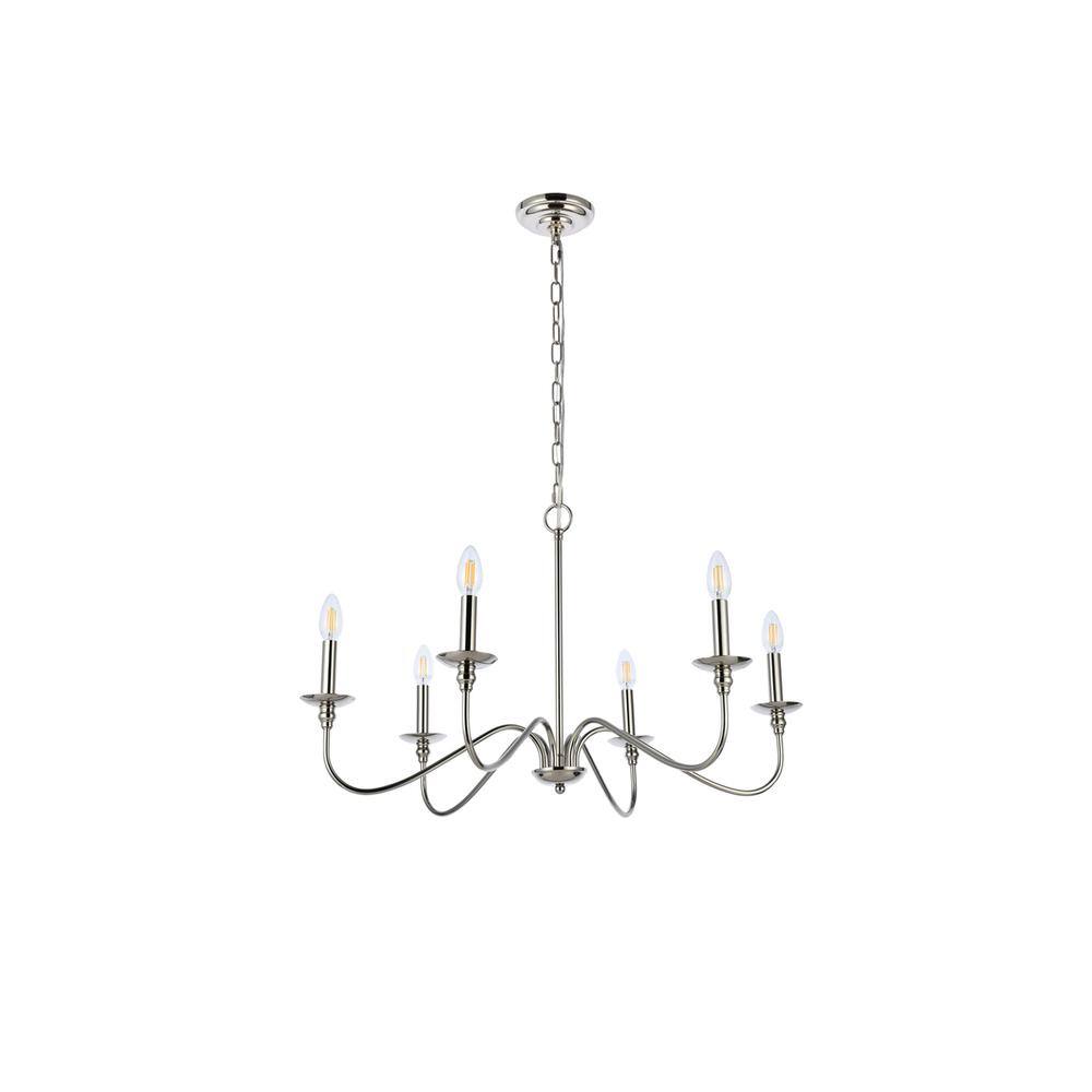 Back. Living District - Rohan 30 inch chandelier in polished nickel - Polished Nickel.
