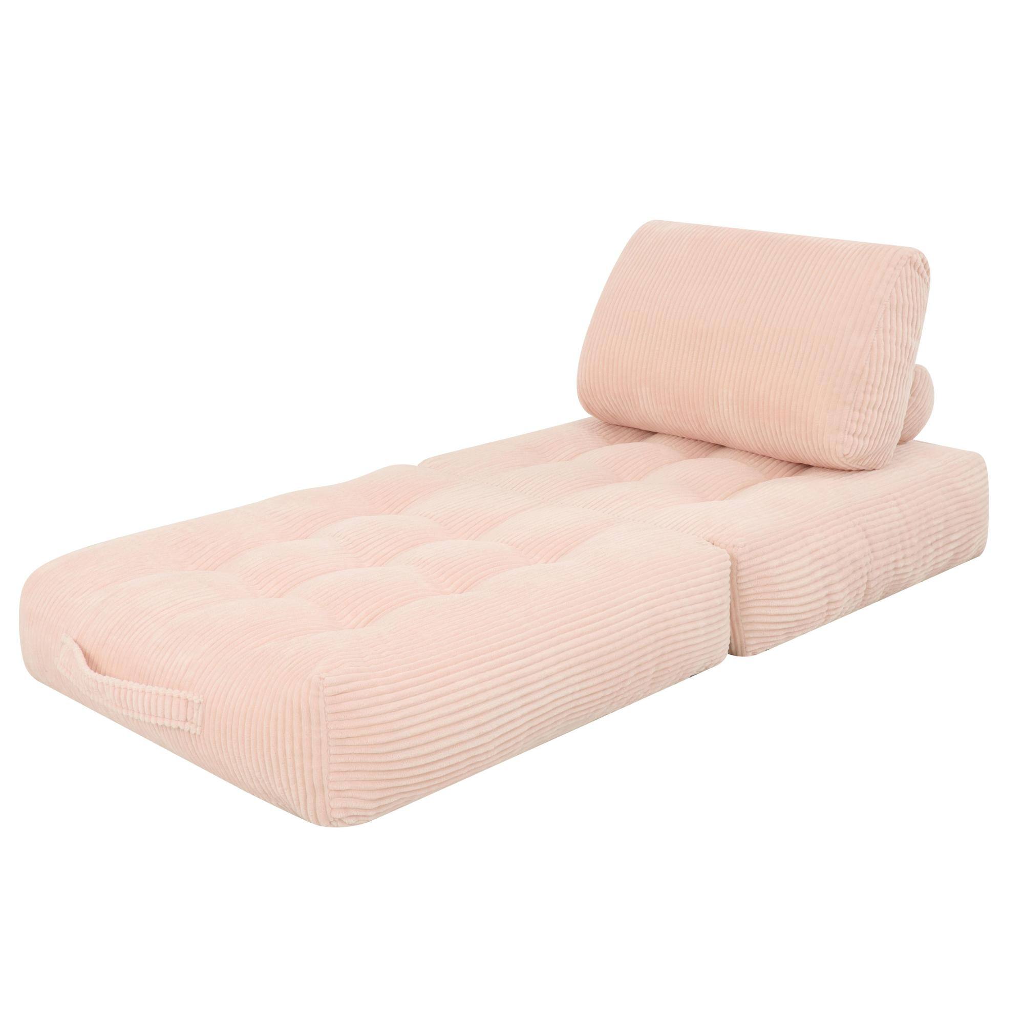 Alt View 6. GOODSILO - Corduroy Fabric Beanbag Couch for Living Room, Bedroom and Dorm, Cozy Fluffy Cloud Mini Couch - Pink.