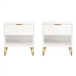 Manhattan Comfort - Dumbo Modern 20" Fluted Nightstand - Set of 2 - White