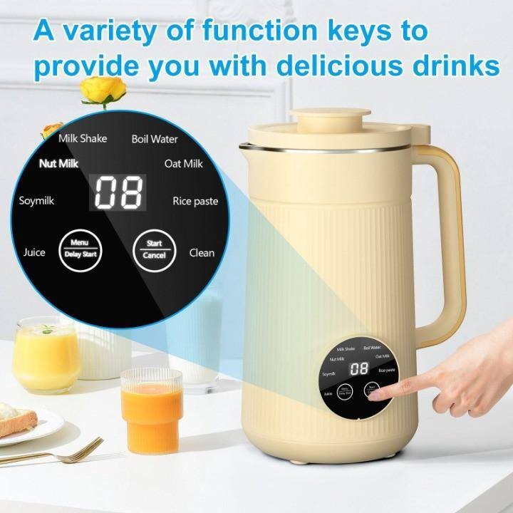 A variety of function keys to provide you with delicious drinks

- Milk Shake
- Boil Water
- Nut Milk
- Oat Milk
- Soymilk
- Rice paste
- Juice

Menu Delay Start
Start Cancel
Clean

08