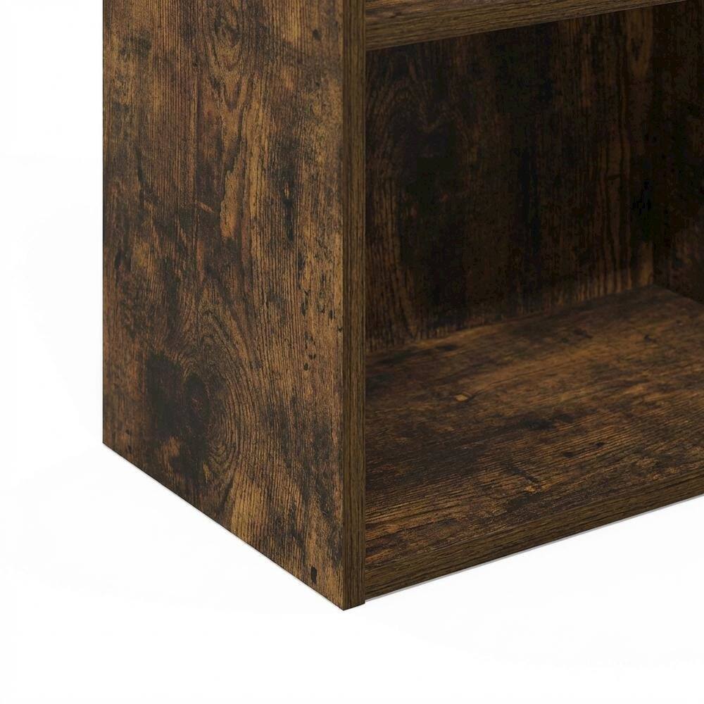 Alt View 2. FurniFact - Wooden bookcase in natural finish with sturdy construction for home - Amber Pine.