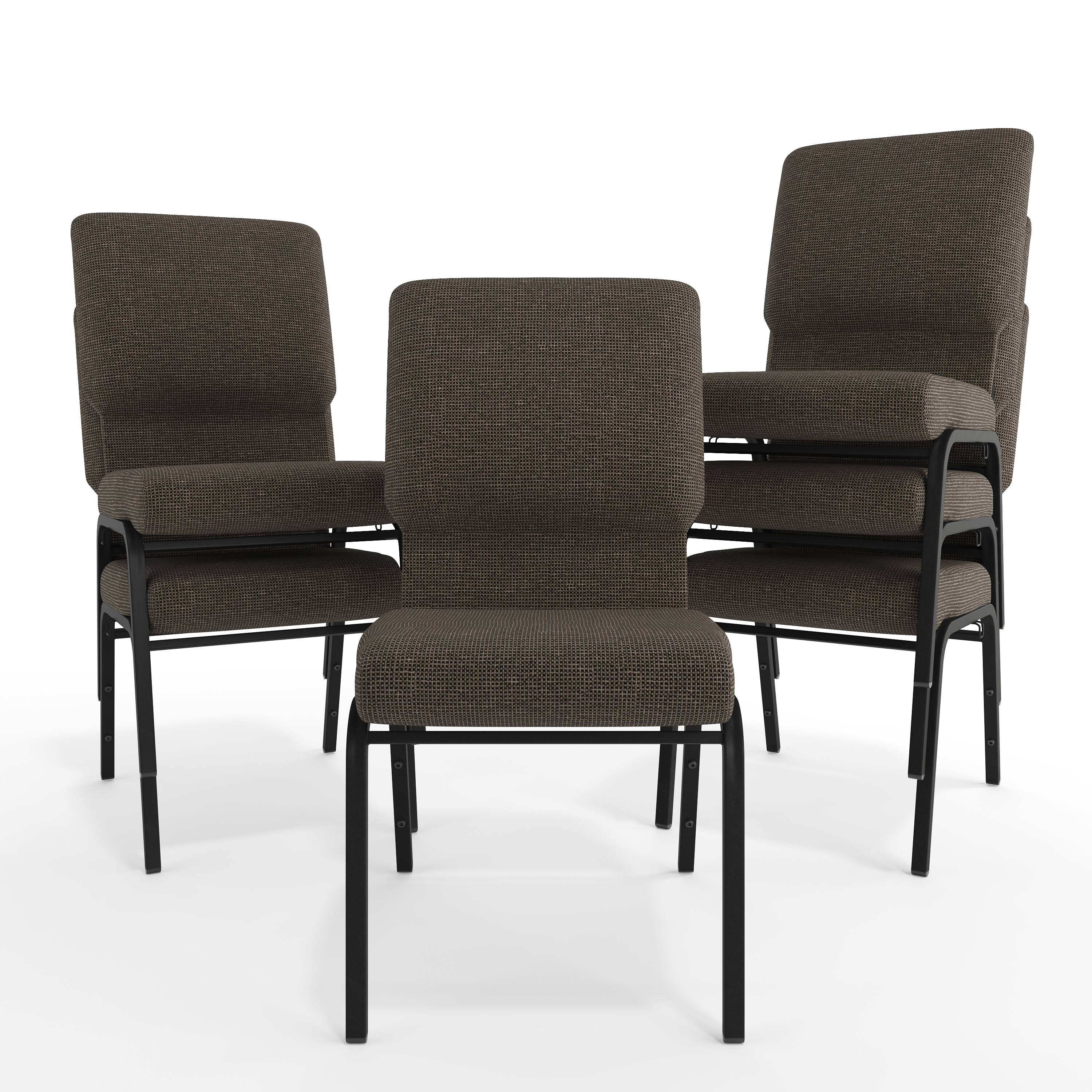 Alt View 10. Emma + Oliver - Church Chairs 18.5 in. Wide - Fossil Fabric/Black Frame.