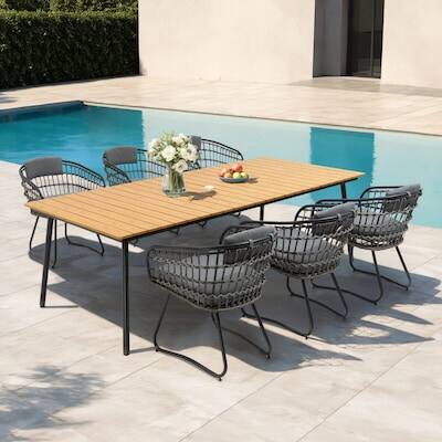 Alt View 6. Crestlive Products - Crestlive Products Set of 2 Brown Metal Frame Stationary Dining Chair Gray PE Rattan Wicker Cushioned Seat - Gray-2PC.