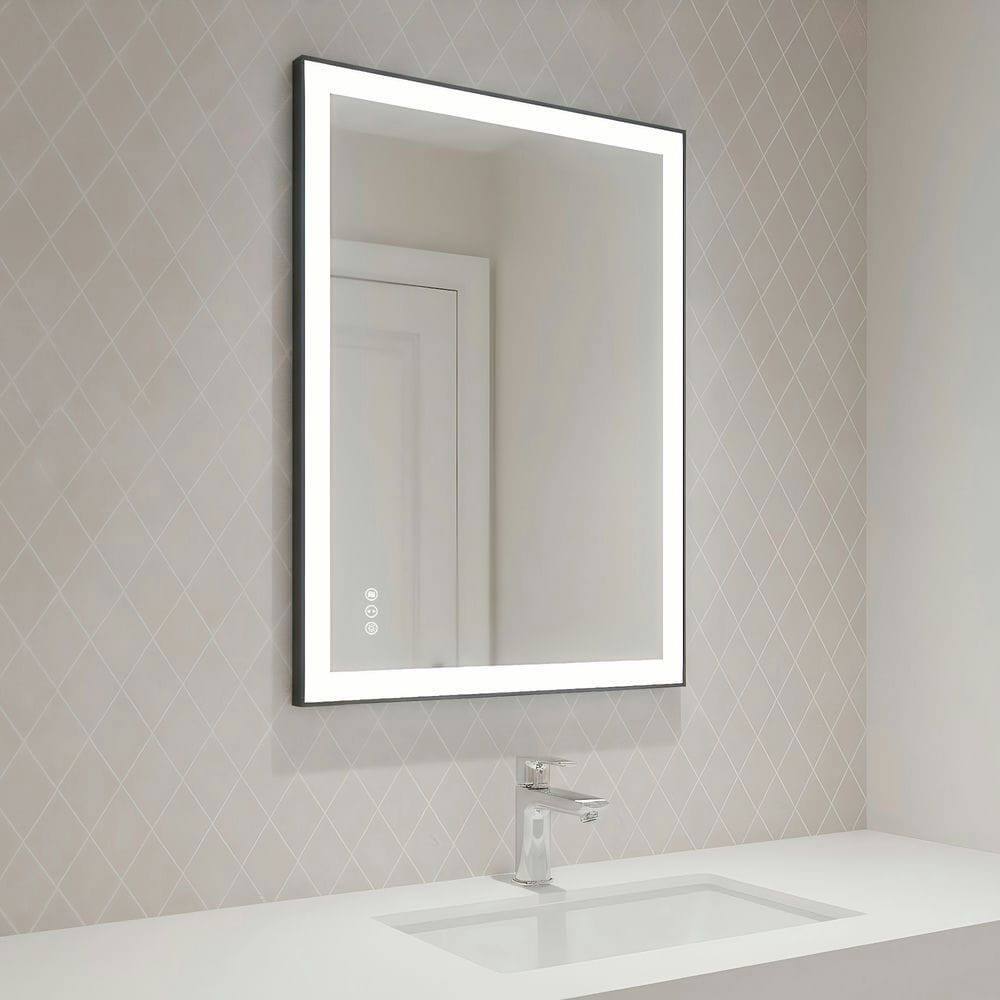 Alt View 8. Kadyn - 36x28 Inch Vertical Rectangle LED Bathroom Mirror with Black Metal Frame - Black.