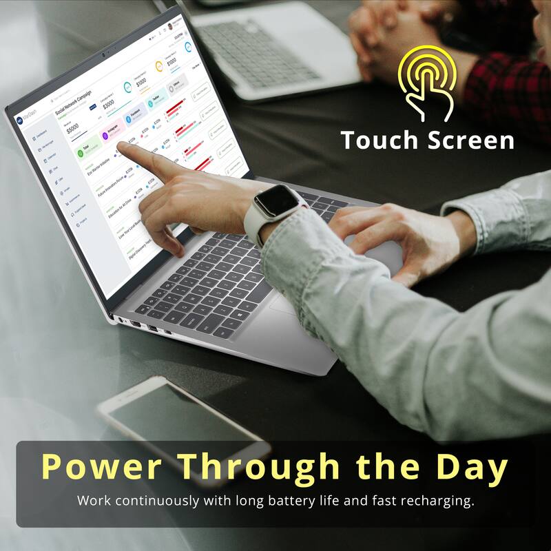 - $1000
- $3000
- $5000
- 4 Campaign: Social Network Campaign
- MarDash Sociar
- Touch Screen
- Power Through the Day
- Work continuously with long battery life and fast recharging.