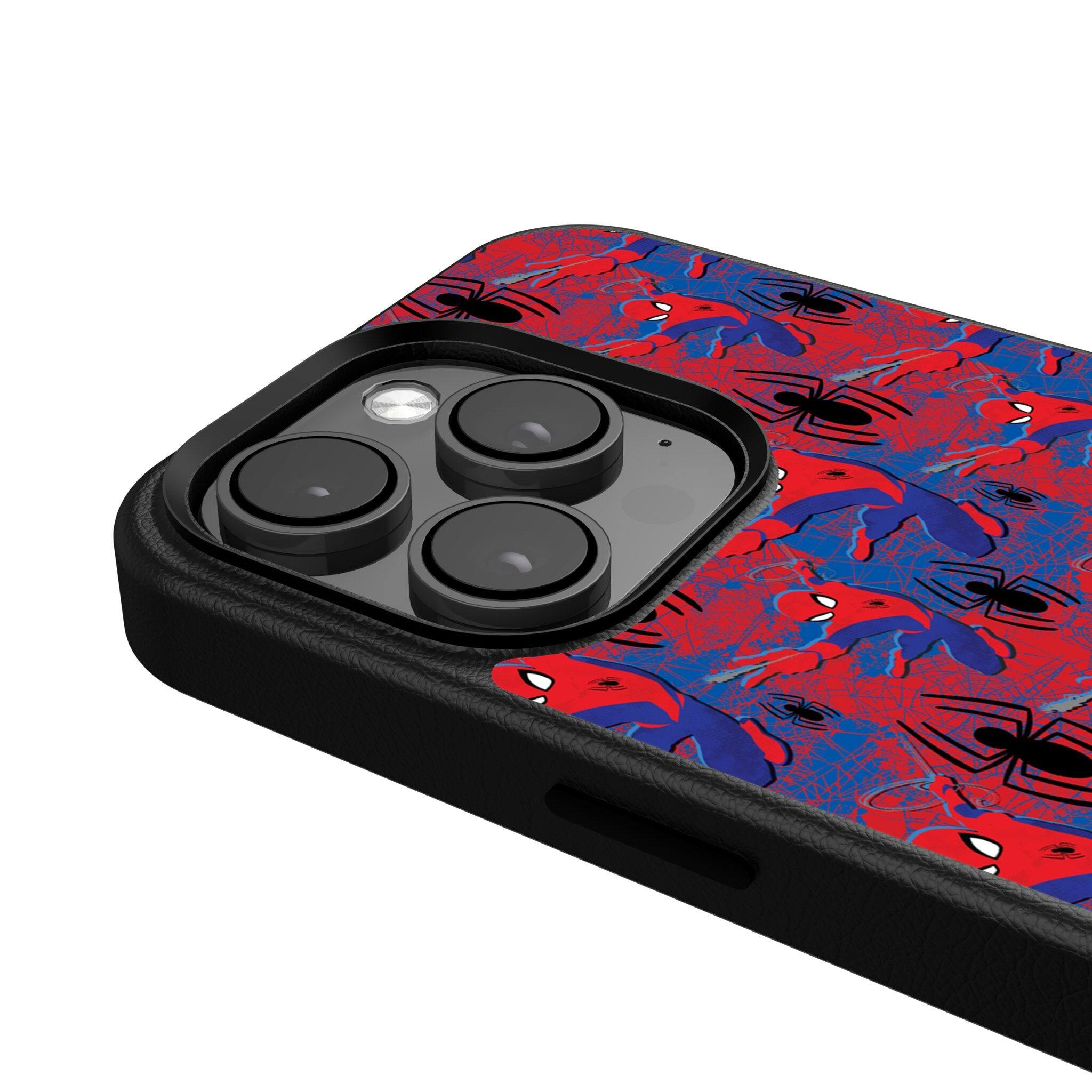 Left. Keyscaper - Marvel Pattern MagSafe Compatible Phone Case - Apple iPhone 16 Pro Max - Spider-Man.